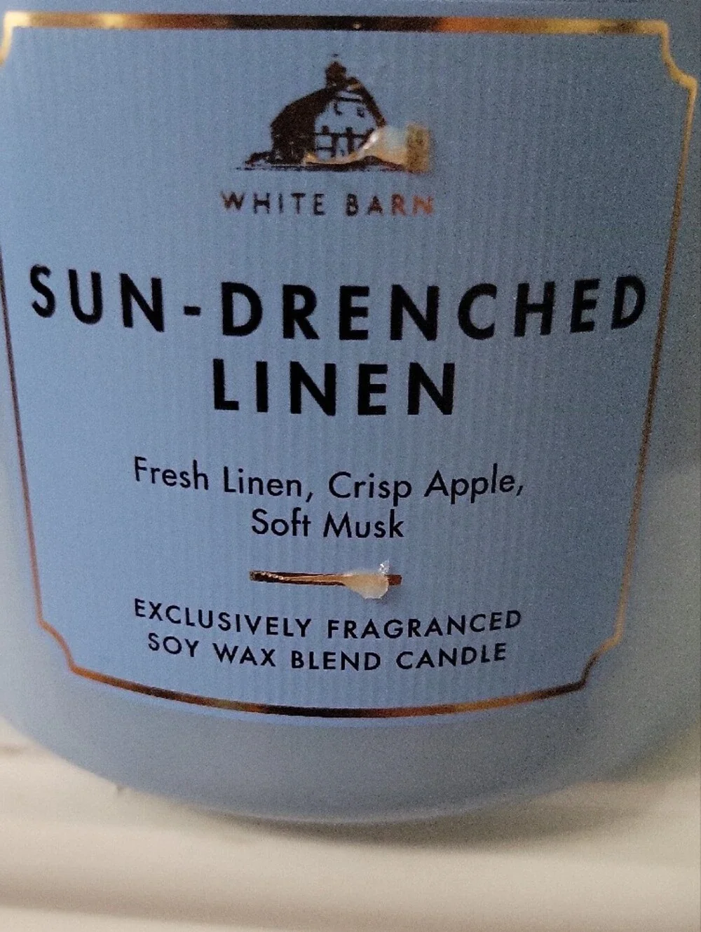 White Barn Blue Sun-Drenched Linen Scented Jar Candle 3 Wick